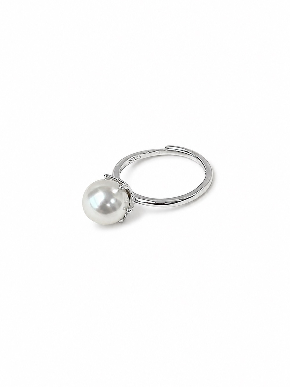 Sterling Silver Pearl Solitaire Ring - White Pearl